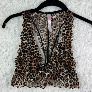 PINK Victoria's Secret Lace Bralette Sz M Leopard Animal Print Y2K Mob Wife Sexy